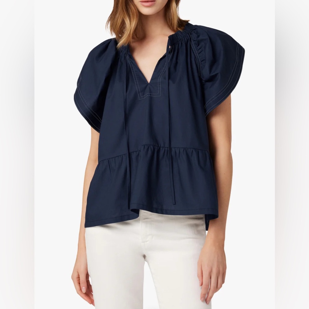 NWT Joe’s Adelyn Flutter Sleeve Top in Midnight Blue Size XL